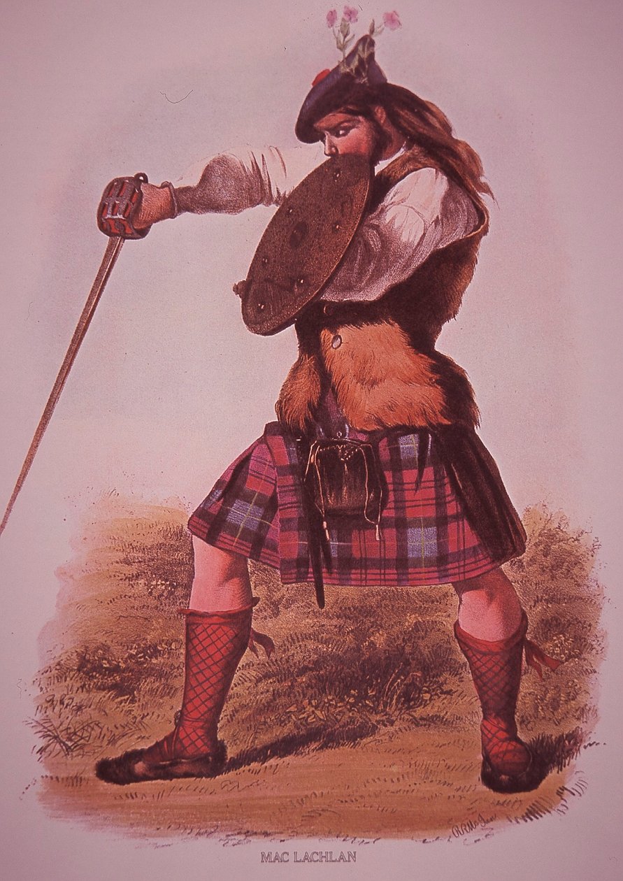 Warrior of the Clan MacLachlan, gravert av L. Dickinson av Robert Ronald (after) McIan