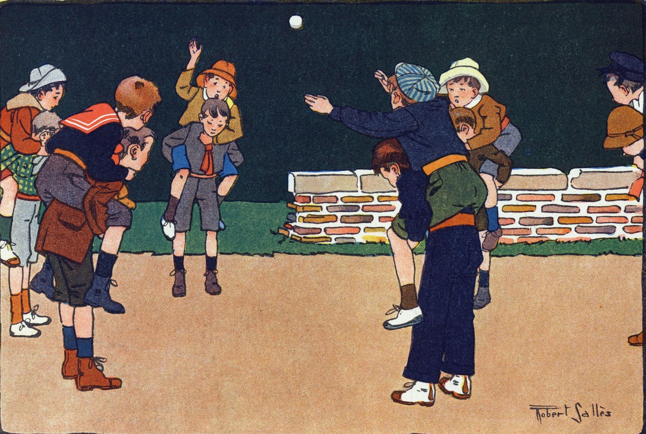 Cavaliere-kulen. Gravering i "" Hva spiller vi? “” av E. Weber med akvarelltegninger av Robert Salles (1871-1929). Librairie Garnier Freres, Paris av Robert Salles