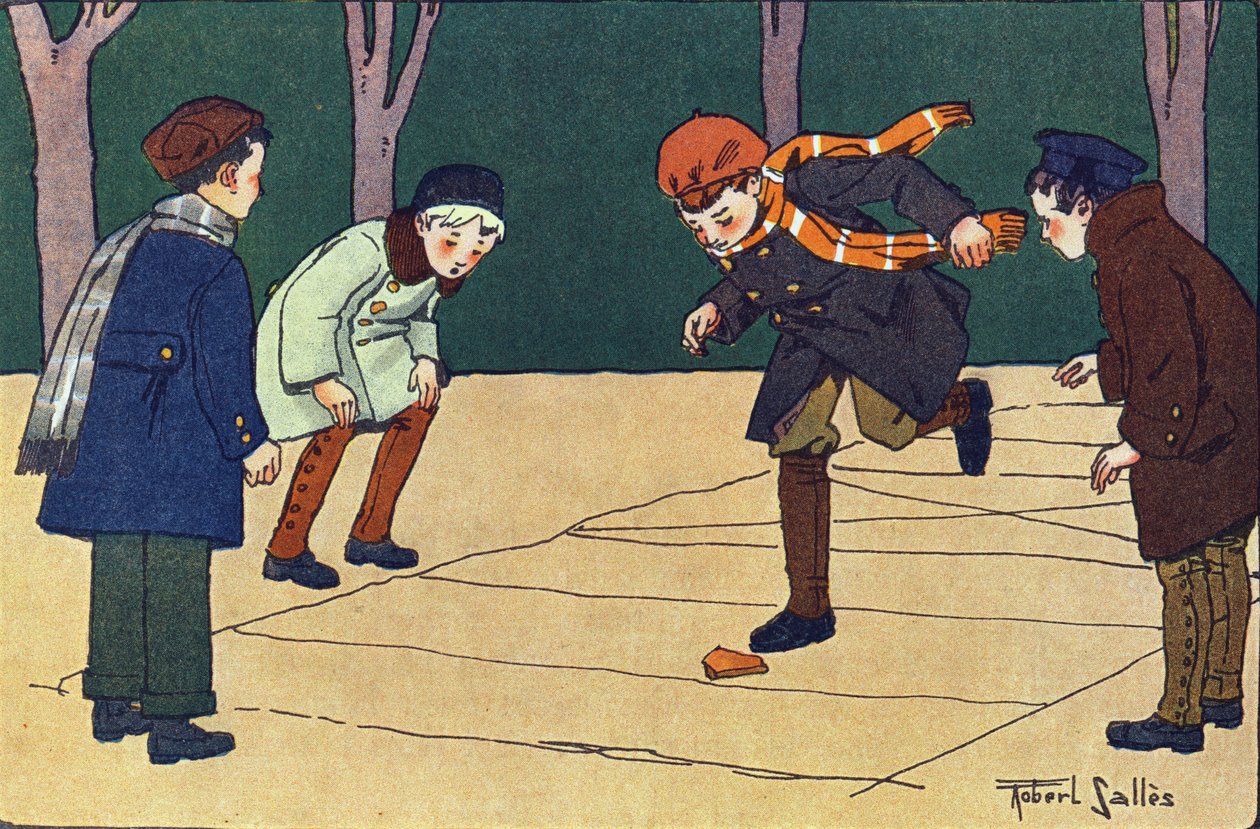 Marellen. Gravering i "" Hva spiller vi? “” av E. Weber med akvarelltegninger av Robert Salles (1871-1929). Librairie Garnier Freres, Paris av Robert Salles