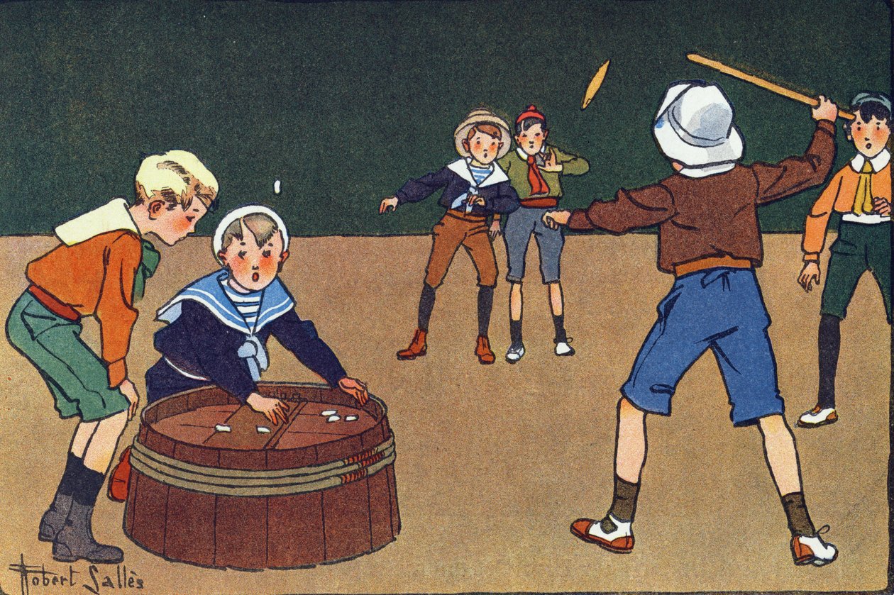 Oselettene og quineten. Gravering i "" Hva spiller vi? “” av E. Weber med akvarelltegninger av Robert Salles (1871-1929). Librairie Garnier Freres, Paris av Robert Salles