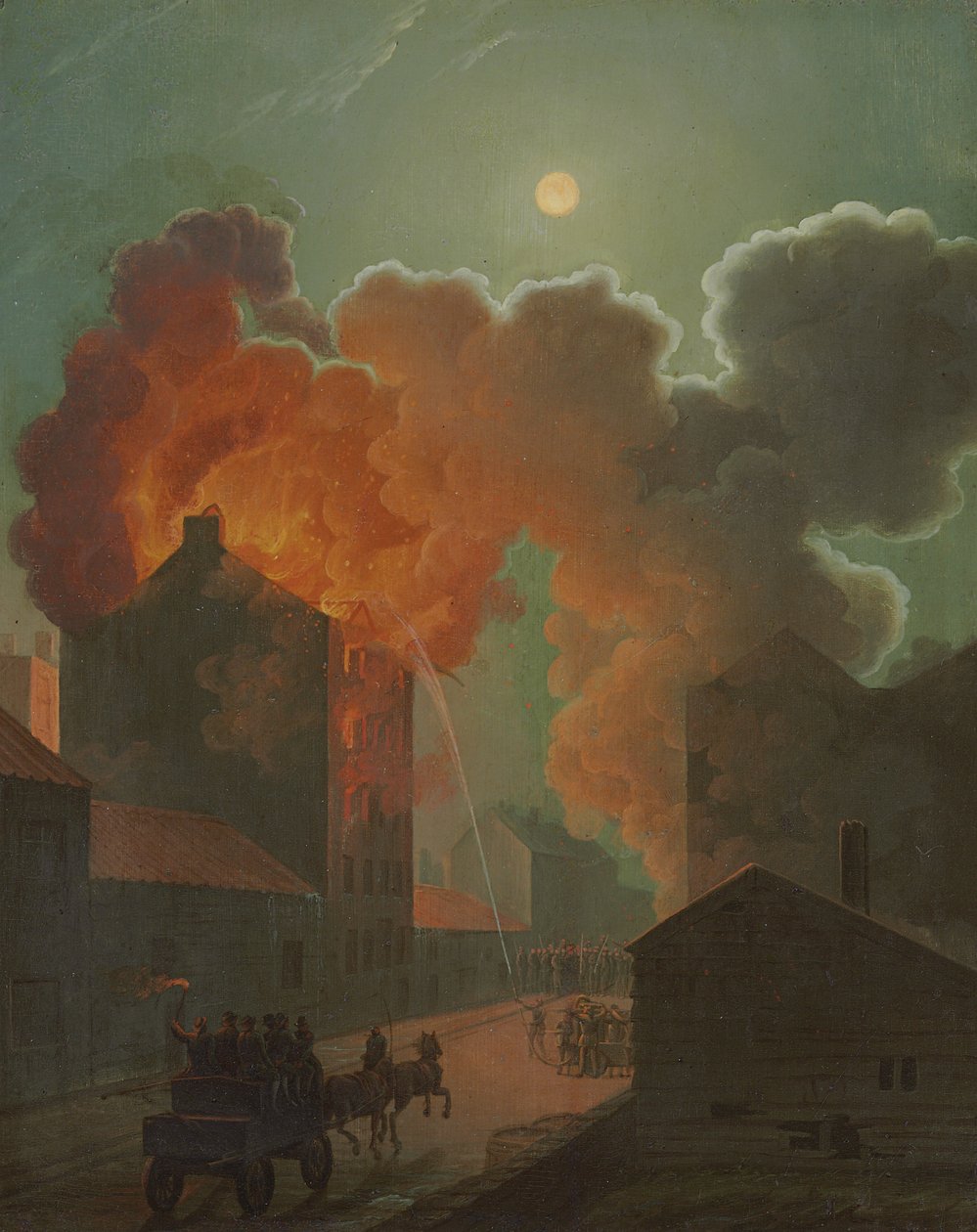 A Fire in Boston by Moonlight, ca. 1830-1835 av Robert Salmon