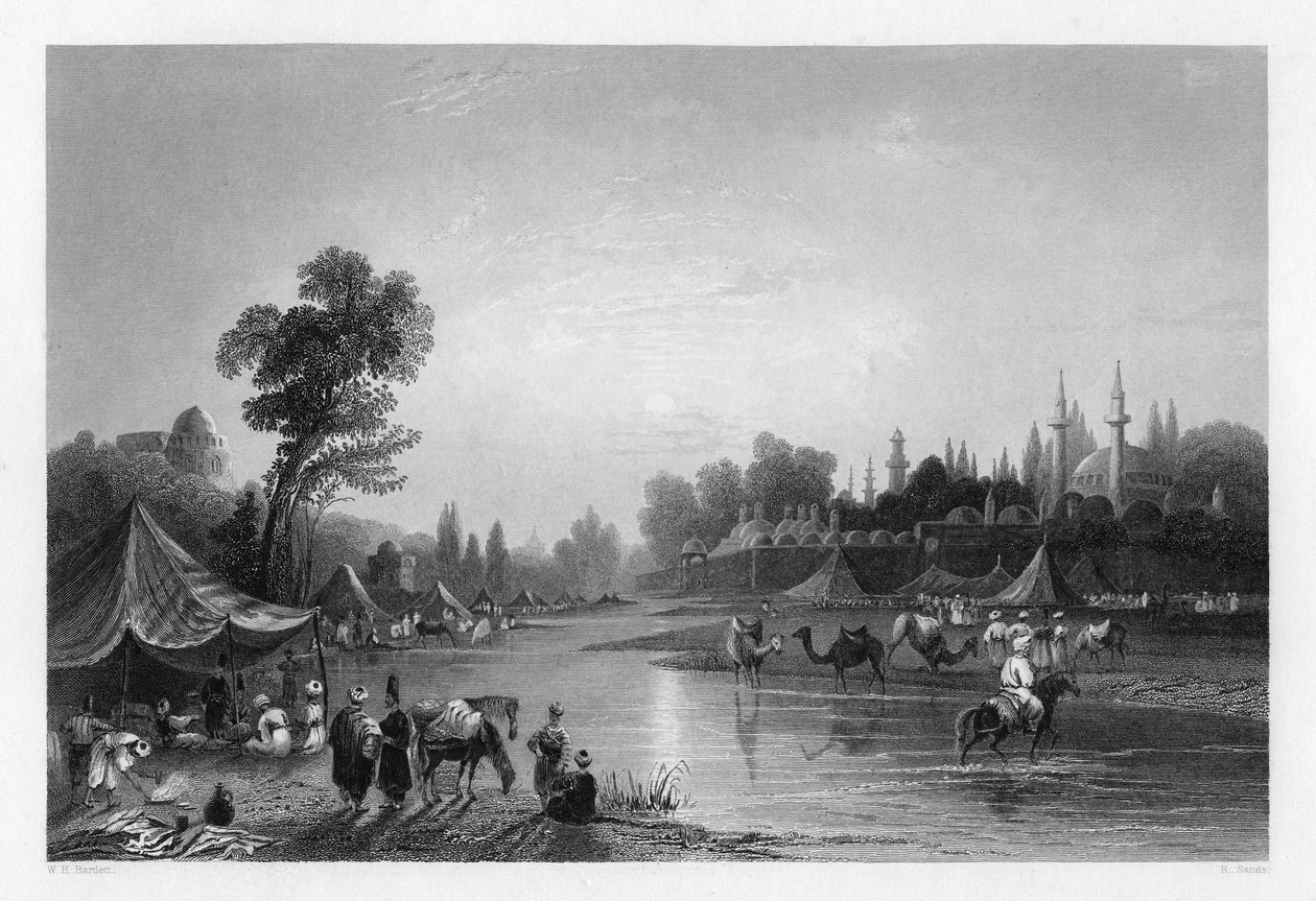 Barrada-elven, den gamle Pharpar, Damaskus, Syria, 1841. av Robert Sands