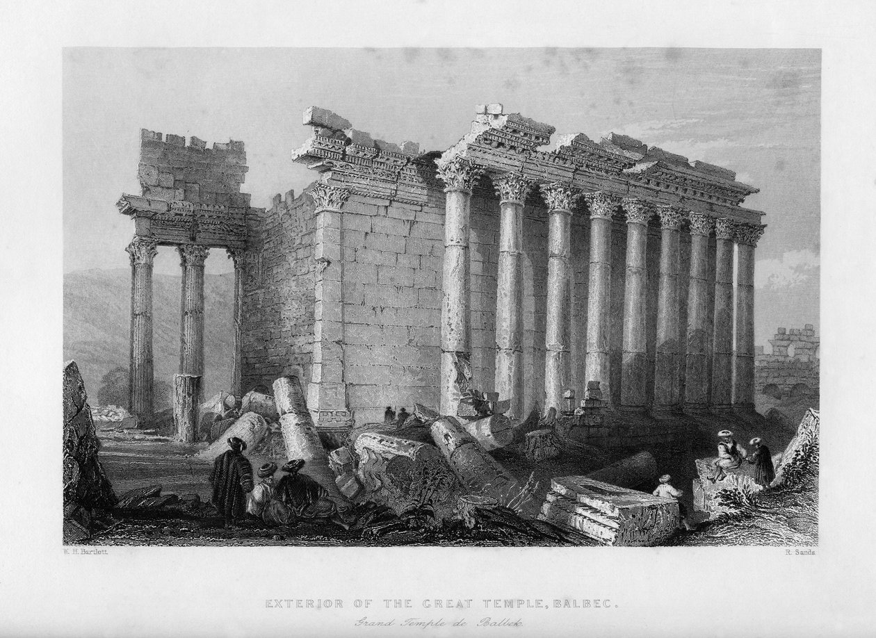 Det store tempelet i Baalbec Heliopolis, Egypt, 1841. av Robert Sands