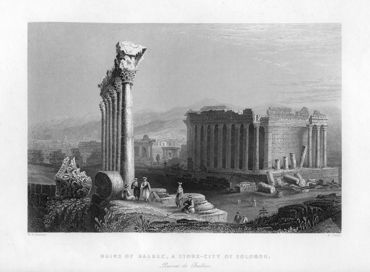 Det store tempelet i Baalbec Heliopolis, Egypt, 1841. av Robert Sands