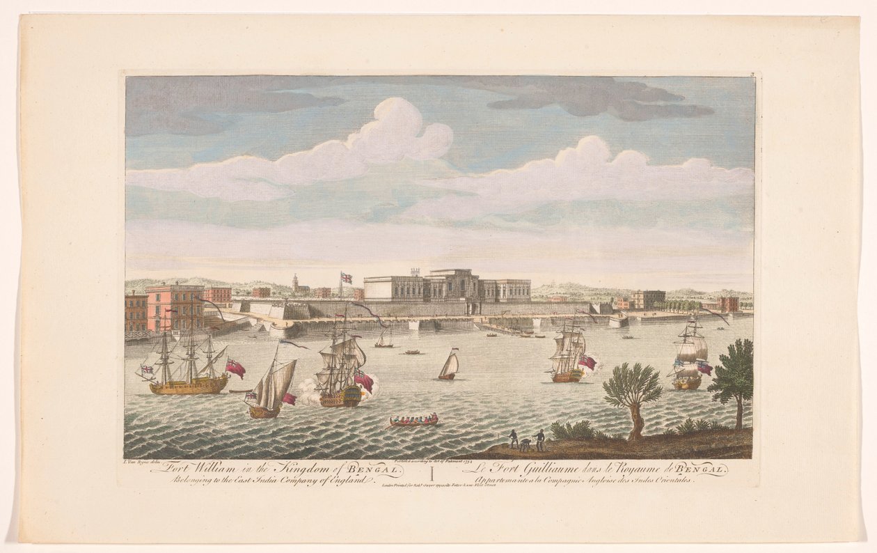 Utsikt over Fort William i Calcutta Fort William i kongeriket Bengal. Tilhører East India Company of England (tittel på objekt) Oppgjør av VOC (serietittel) av Robert Sayer