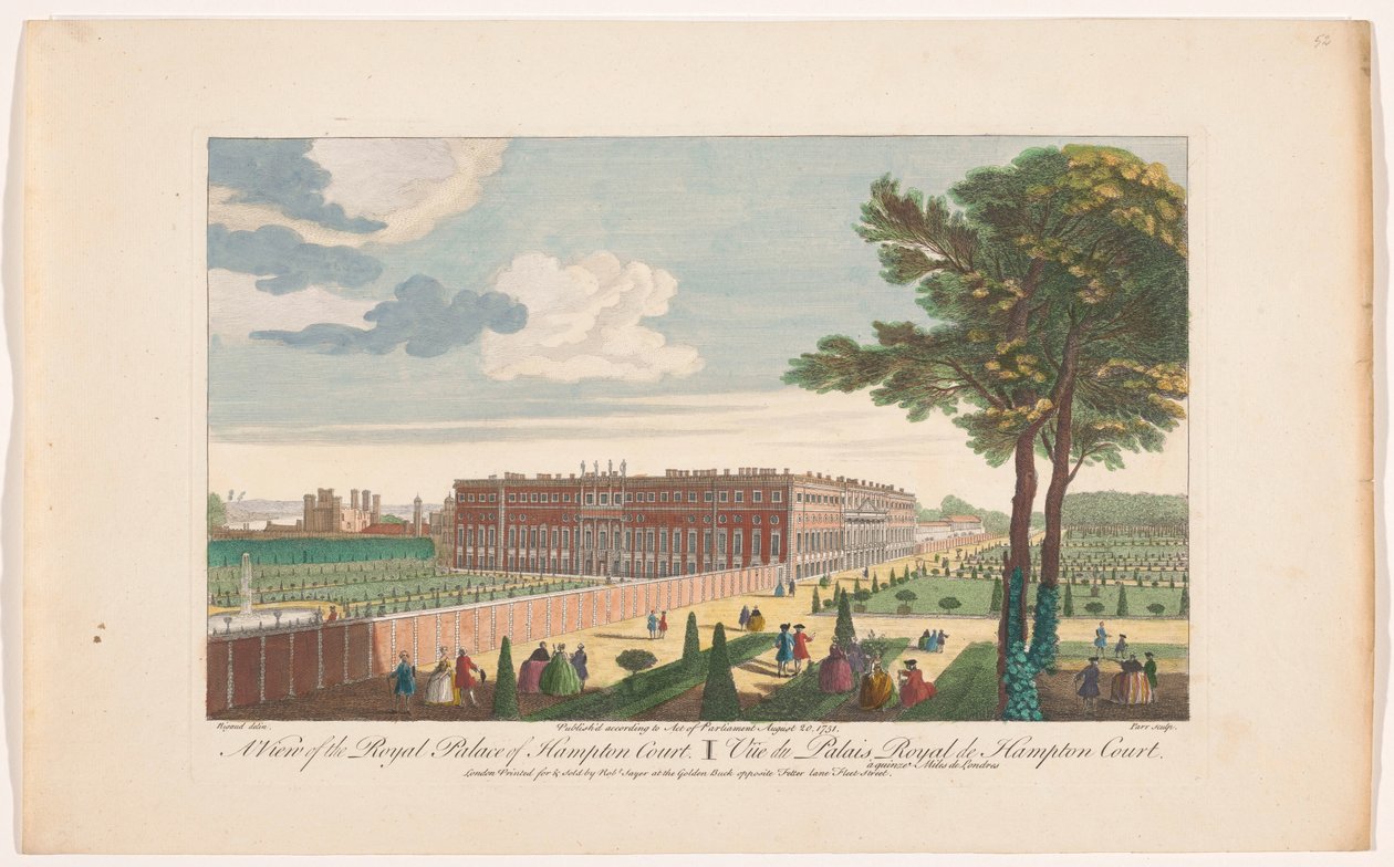 Utsikt på Hampton Court Palace i London Utsikt over det kongelige palasset i Hampton Court (tittel på objekt) Londen (serietittel) av Robert Sayer