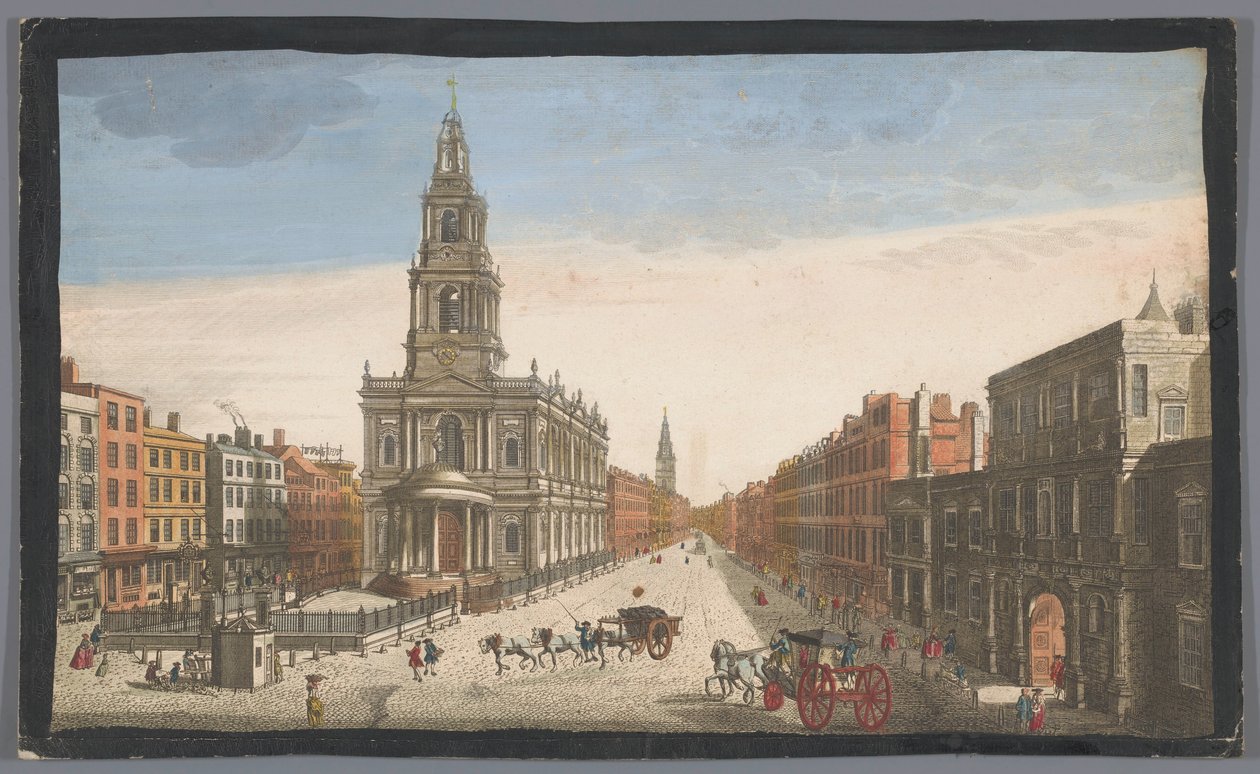 Utsikt over Somerset House og Saint Mary-le-Strand Church i London En utsikt over Somerset House, med St. Marys Church i Strand London (tittel på objekt) London (serietittel) av Robert Sayer