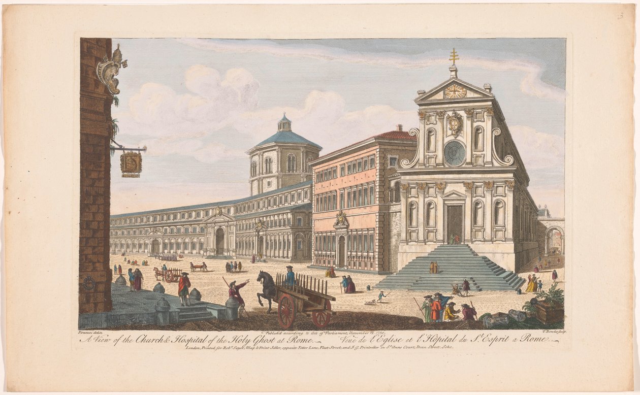Utsikt over kirken Santo Spirito i Sassia te Roma En utsikt over Den hellige ånds kirke og sykehus i Roma (tittel på objekt) Roma (serietittel) av Robert Sayer