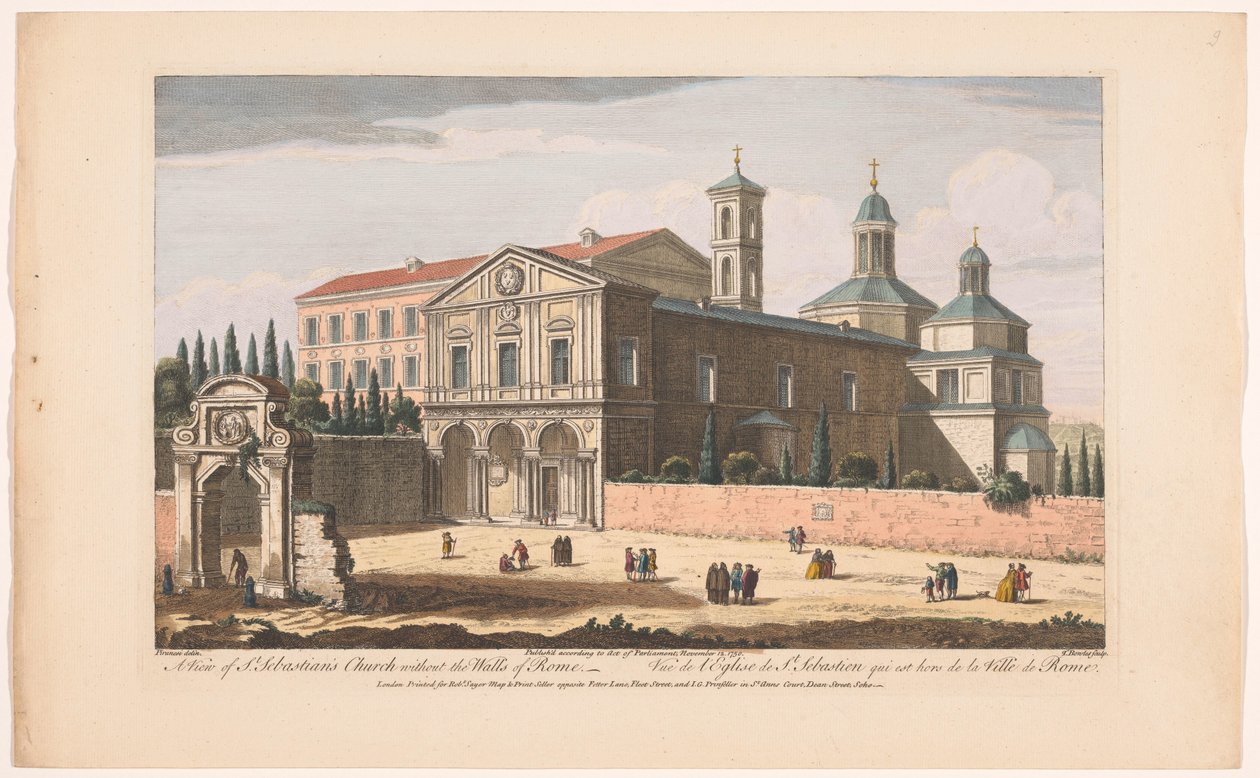 Utsikt over Saint Sebastian-kirken utenfor murene i Roma En utsikt over St. Sebastians kirke uten Romas murer (tittel på objekt) Roma (serietittel) av Robert Sayer