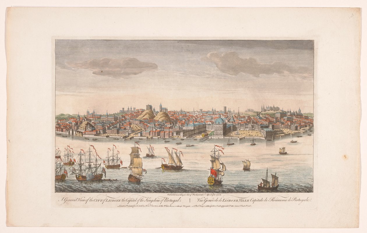 Utsikt over byen Lisboa Et generelt syn på byen Lisboa, hovedstaden til kongeriket Portugal (tittel på objekt) Madrid og Lisboa (serietittel) av Robert Sayer