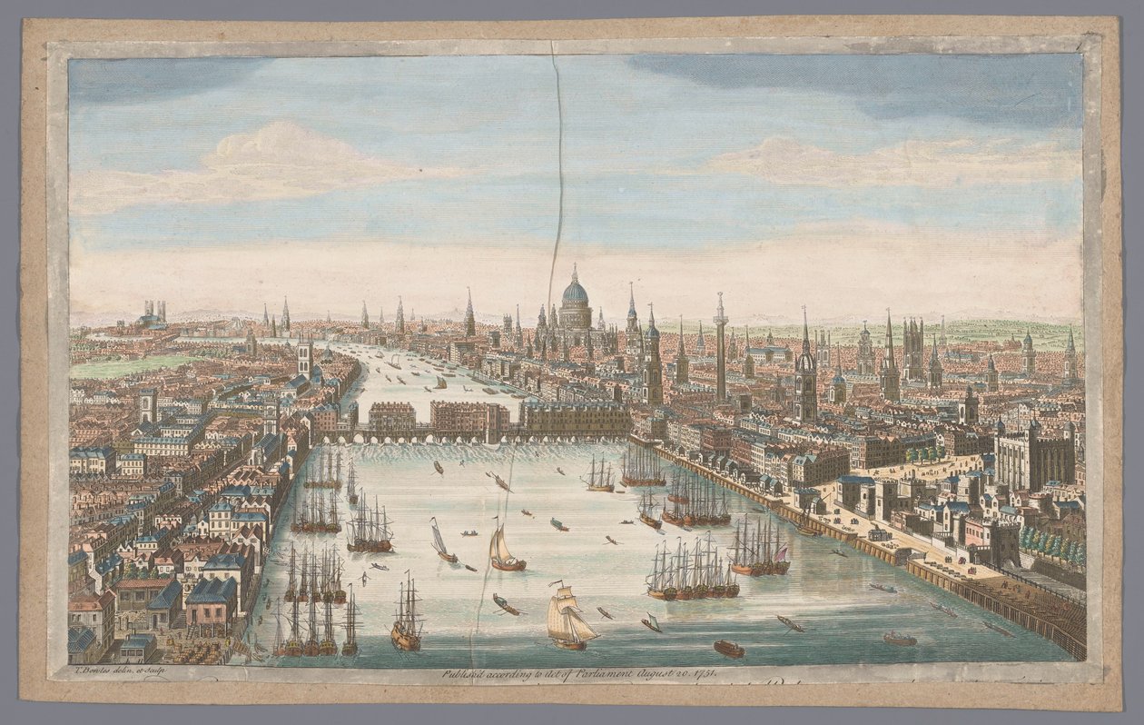 Utsikt over byen London En generell utsikt over byen London, ved siden av Themsen (tittel på objekt) London (serietittel) av Robert Sayer