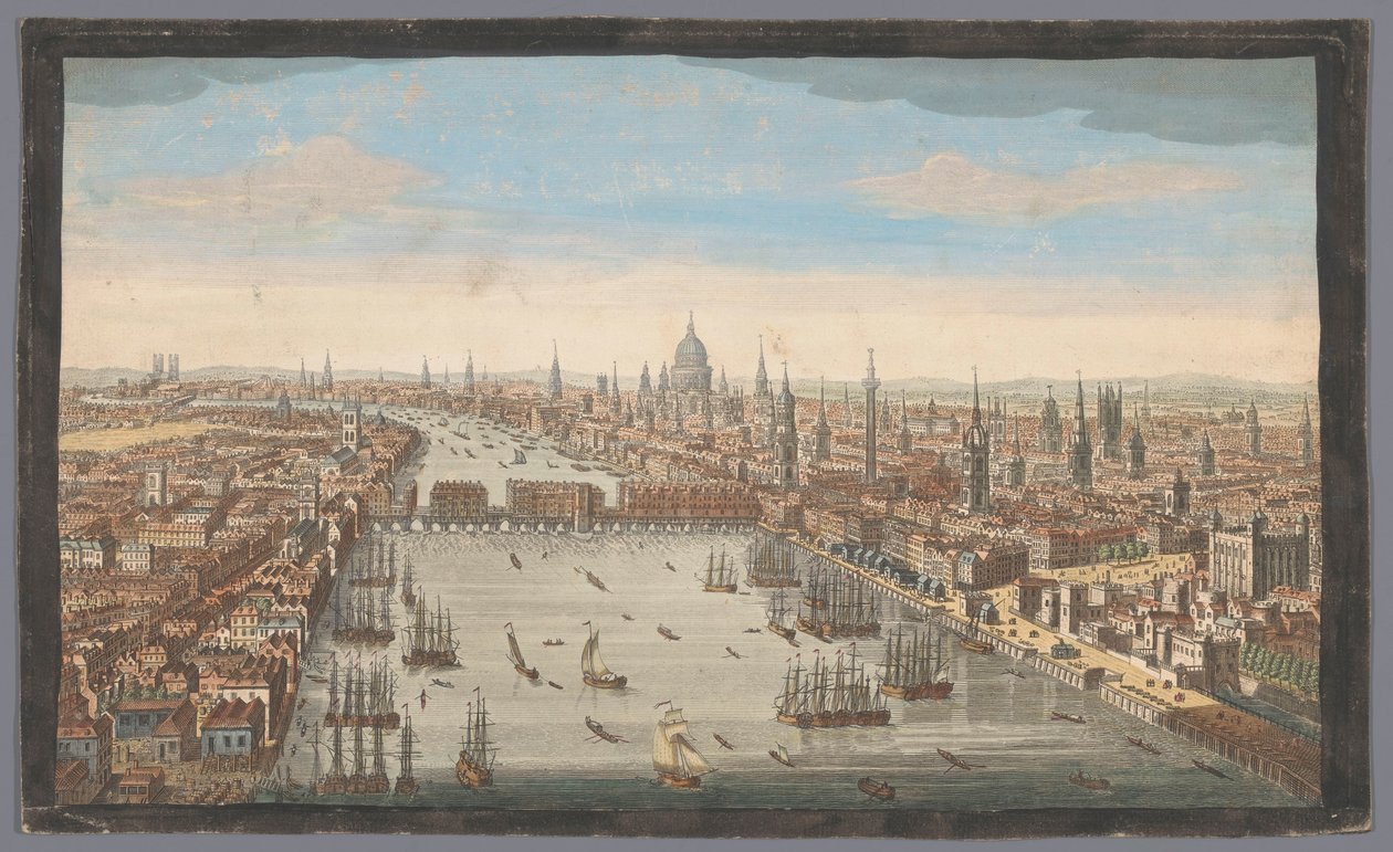 Utsikt over byen London En generell utsikt over byen London, ved siden av Themsen (tittel på objekt) London (serietittel) av Robert Sayer