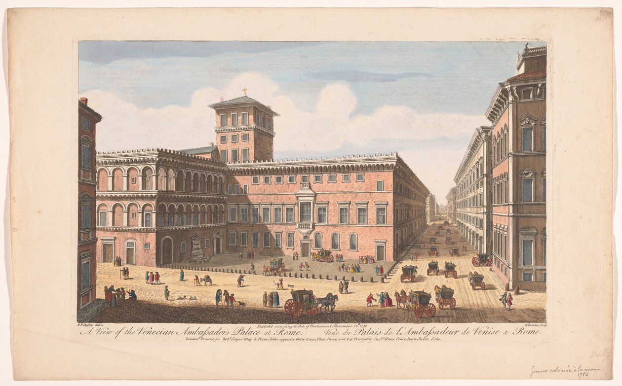 Se på Palazzo Venezia i Roma En utsikt over det venetianske ambassadørpalasset i Roma (tittel på objekt) Roma (serietittel) av Robert Sayer
