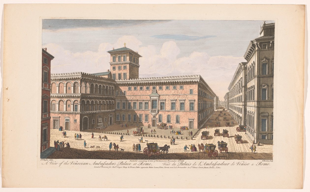 Se på Palazzo Venezia i Roma En utsikt over det venetianske ambassadørpalasset i Roma (tittel på objekt) Roma (serietittel) av Robert Sayer
