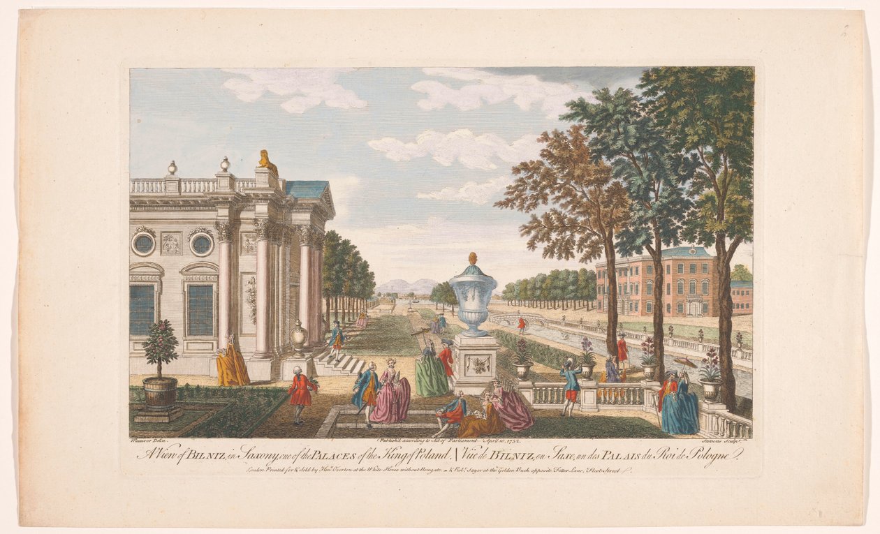 Utsikt over Schloss Pillnitz En utsikt over Bilniz i Sachsen, et av palassene til kongen av Polen (tittel på objekt) Saksen (serietittel) av Robert Sayer