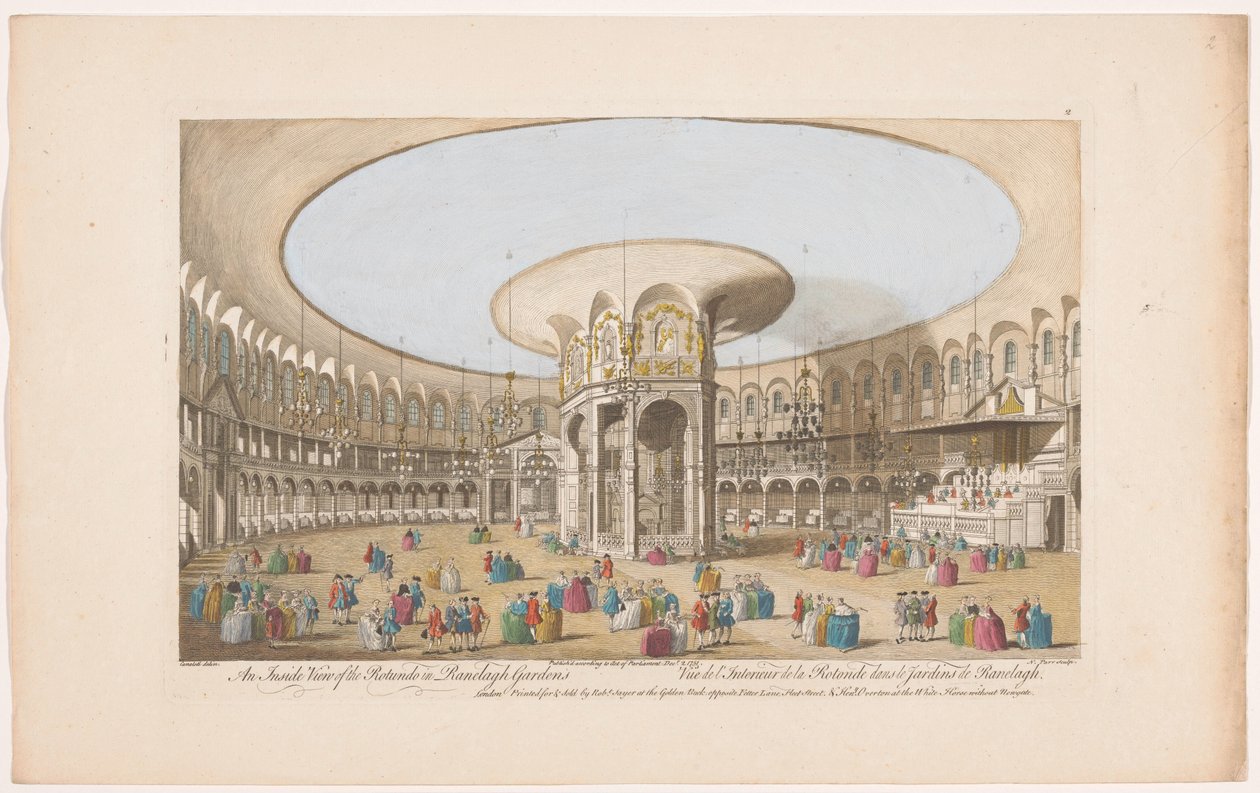 Utsikt over det indre av Rotunda i Ranelagh Gardens i London En innvendig utsikt over Rotundo ved Ranelagh Gardens (tittel på objekt) Ranelagh Gardens og Vauxhall Gardens (serietittel) av Robert Sayer