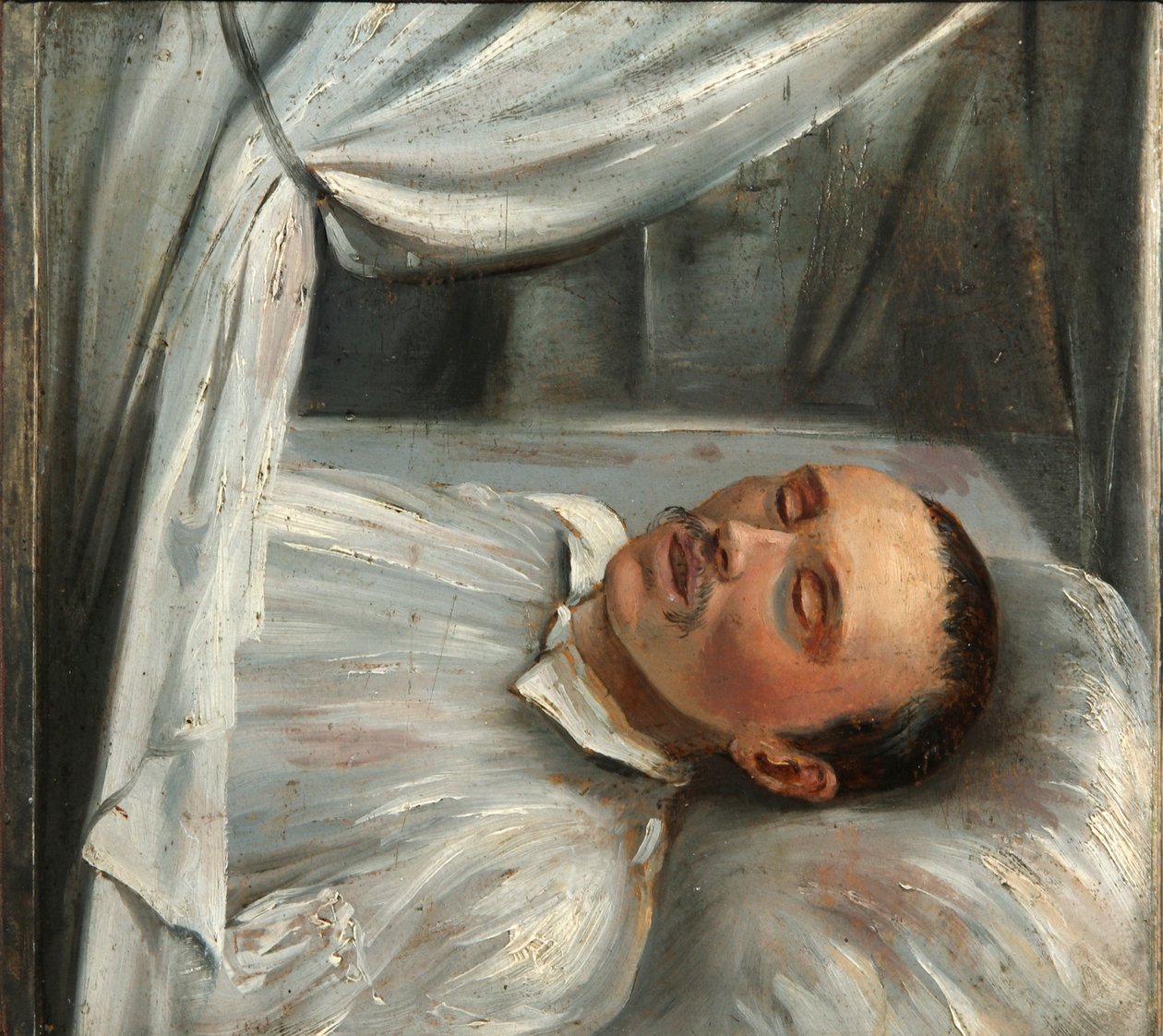 Poeten Mikhail Lermontov 1814-1841 på dødsleiet, 1841. av Robert Schwede