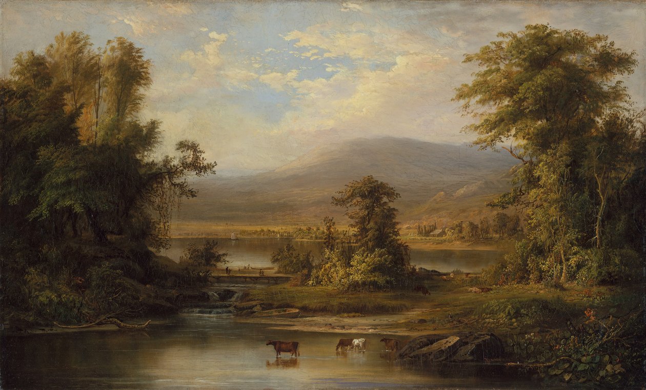 Landskap med kuer som vanner i en bekk, 1871. av Robert Seldon Duncanson