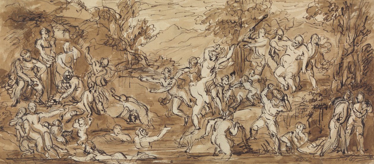 Figurstudie av en Bacchanalia-feiring i et skogslandskap av Robert Smirke