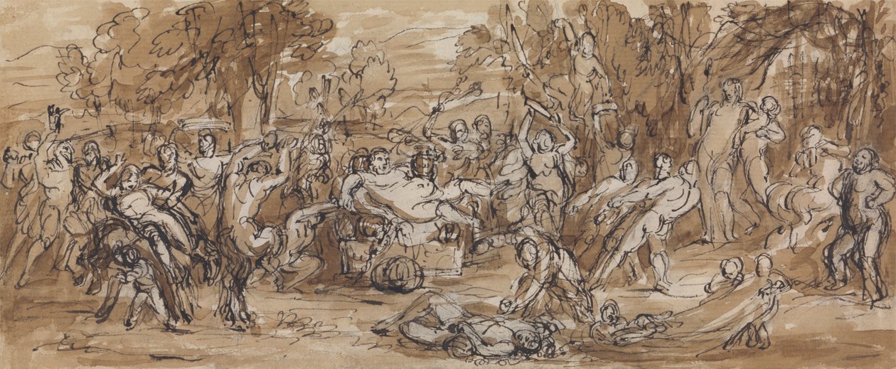 Figurstudie av en Bacchanalia-feiring i et skogslandskap av Robert Smirke