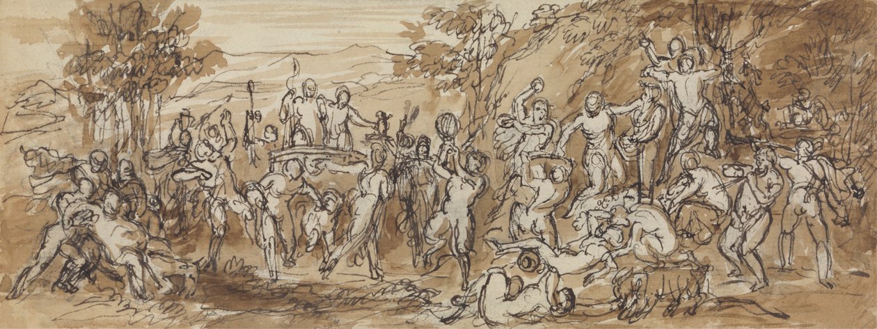 Figurstudie av en Bacchanalia-feiring i et skogslandskap av Robert Smirke