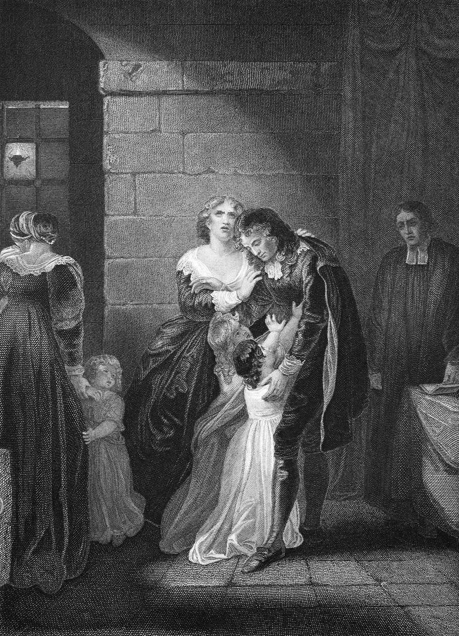 Lord W. Russels siste intervju med familien hans, gravert av A.H. Payne av Robert Smirke