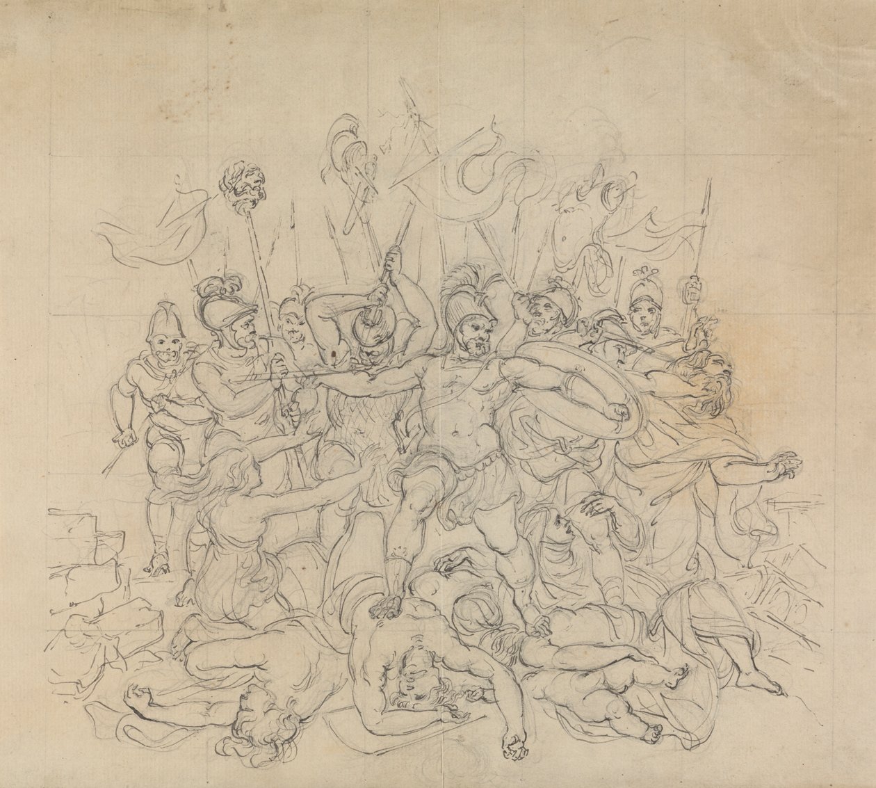 Skisse av en kampscene, fra Shakespeares skuespill, Titus Andronicus av Robert Smirke
