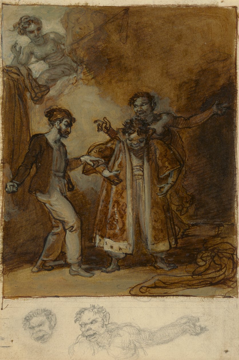 Stephano, Trinculo og Caliban med Prosperos magiske garderobe av Robert Smirke