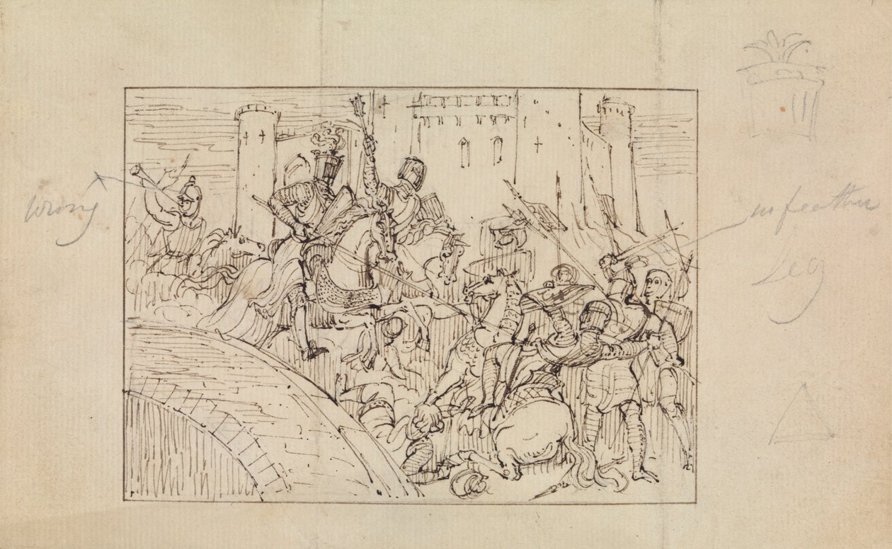Studie av pansrede riddere i kamp med hester av Robert Smirke