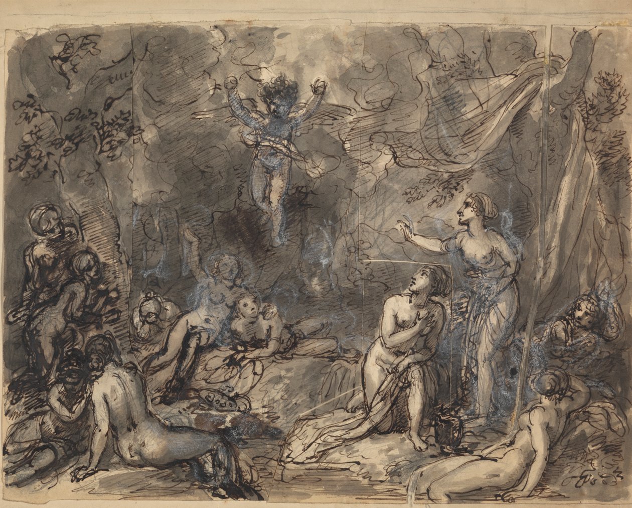 Studie av nakenfigurer i et skogsområde av Robert Smirke