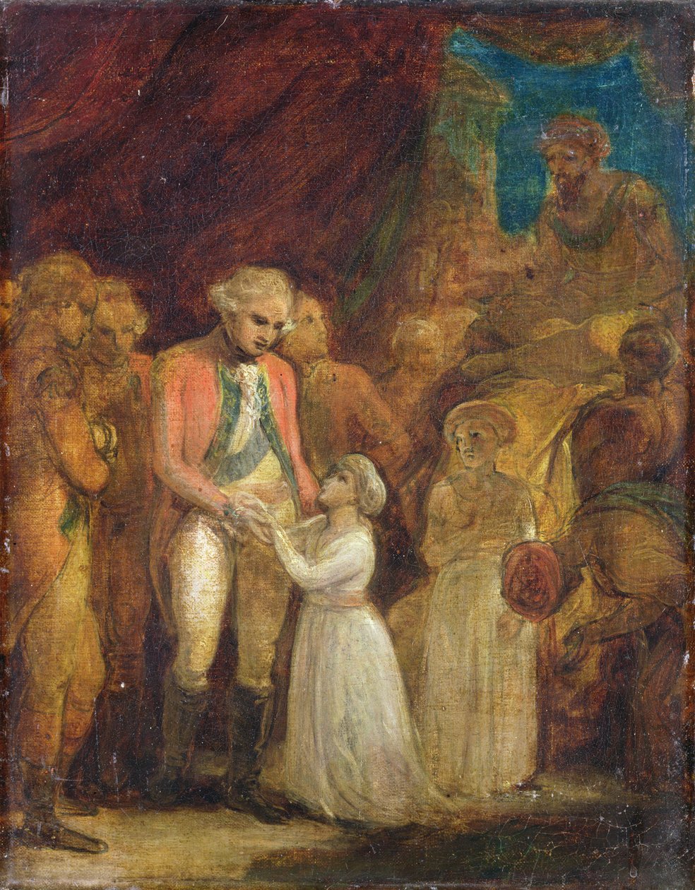 The Two Sons of Tipu Sahib, Sultan of Mysore, blir overlevert som gisler til general Cornwallis (1738-1805), ca. 1792 (olje på lerret) av Robert Smirke