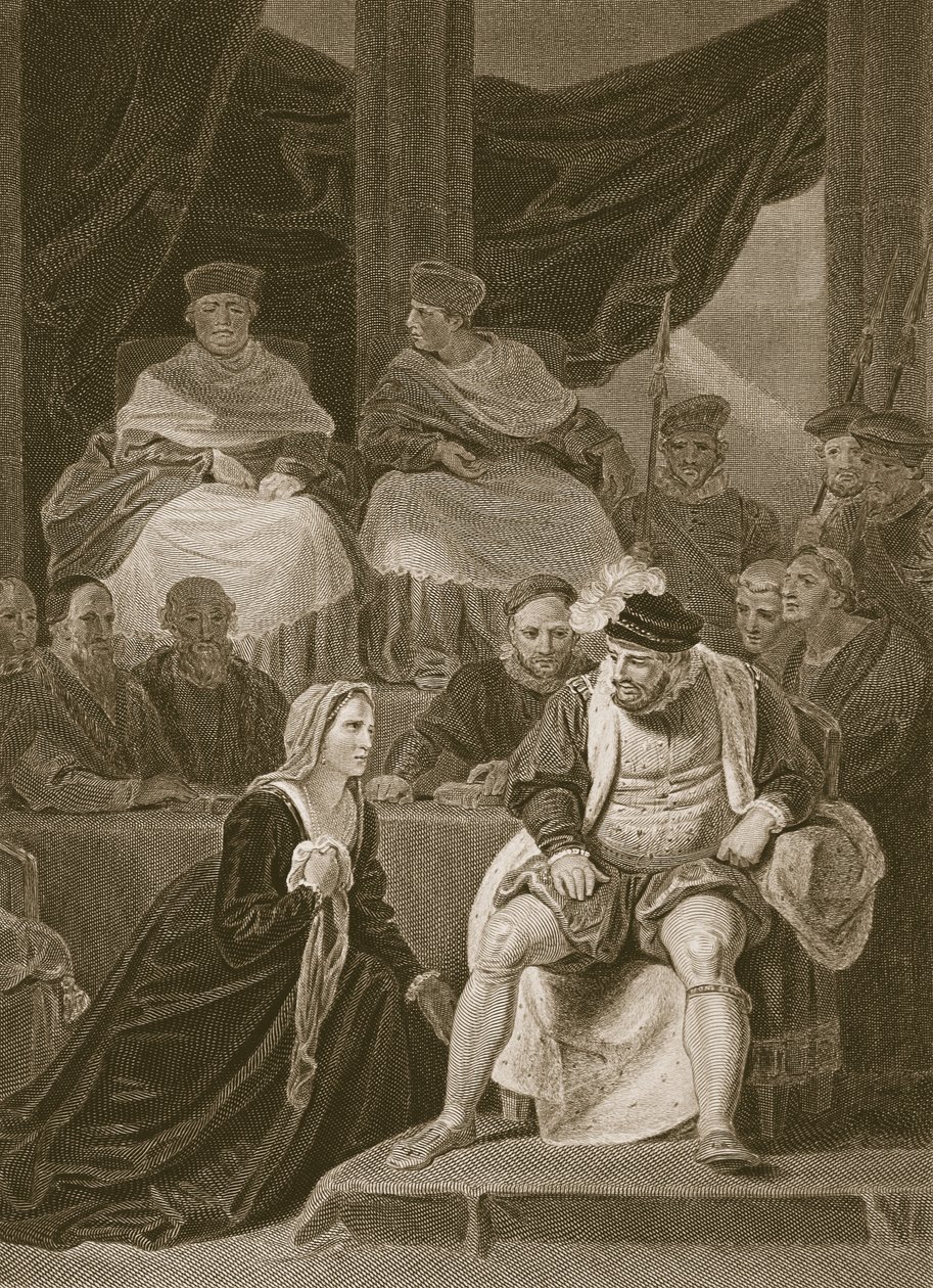 Rettssak over ekteskapet til Henry VIII, gravert av T. Holloway, illustrasjon fra David Humes 