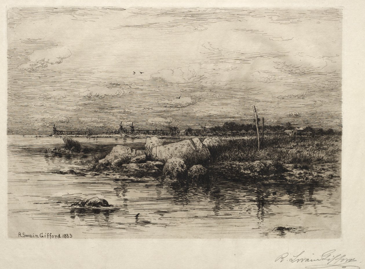 Munningen av Apponagansett-elven, 1883. av Robert Swain Gifford