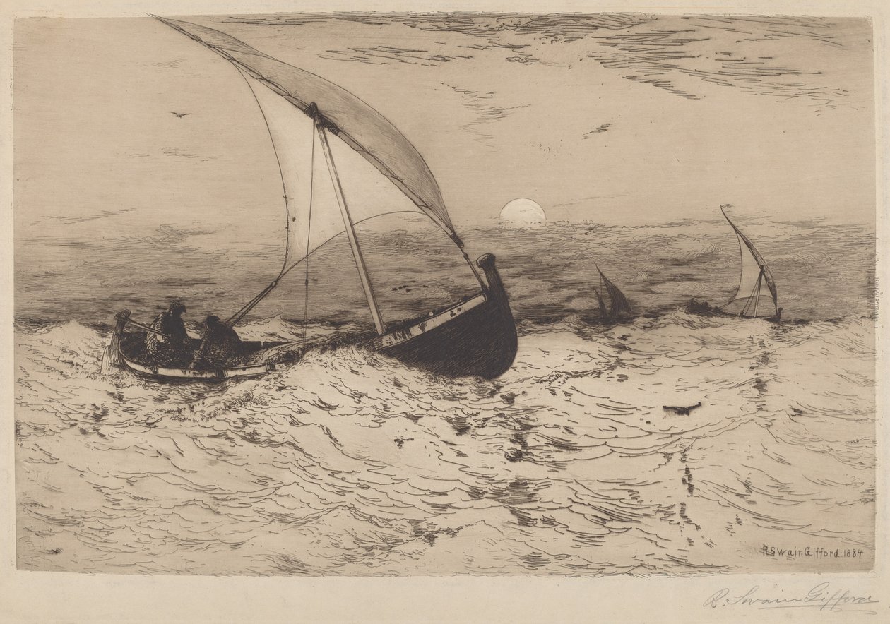 Napolitanske fiskebåter som vender hjem av Robert Swain Gifford