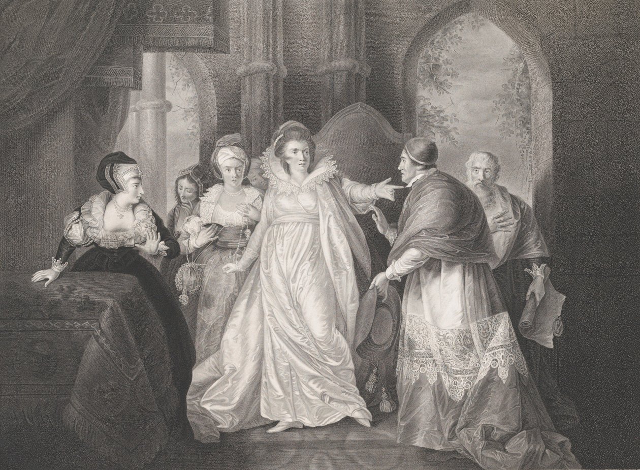 Dronning Catherine, kardinal Wolsey og kardinal Campeius Sha..., først utgitt 1796, gjenutgitt 1852. av Robert Thew
