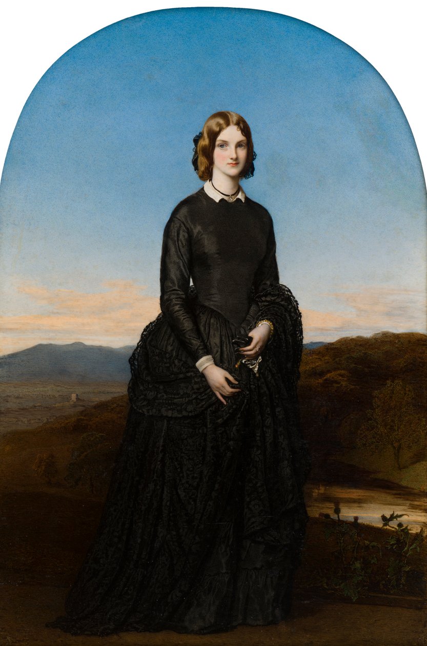 Portrett av Hon. Selina Weld Forester, Viscountesse Newport og senere grevinne av Bradford (1819-1894), ca. 1840-70 (olje på elfenben) av Robert Thorburn