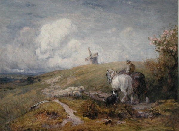 Driving Sheep on the South Downs (akvarell på papir) av Robert Thorne Waite