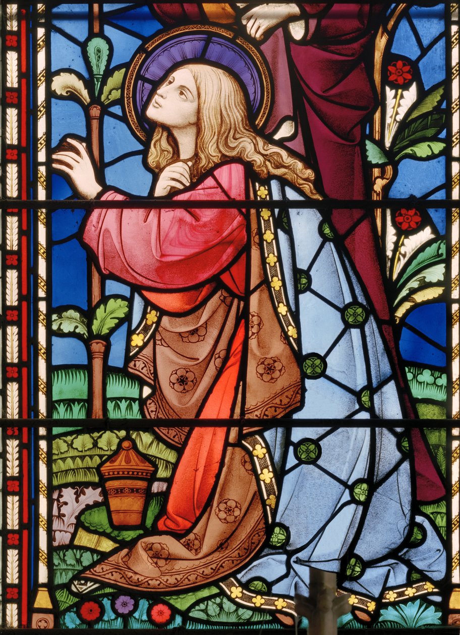 Bramcote, St Michael, East Window detalj, Heaton, Butler & Bayne, Bayne, Mary Magdalene, 1862 av Robert Turnill Bayne