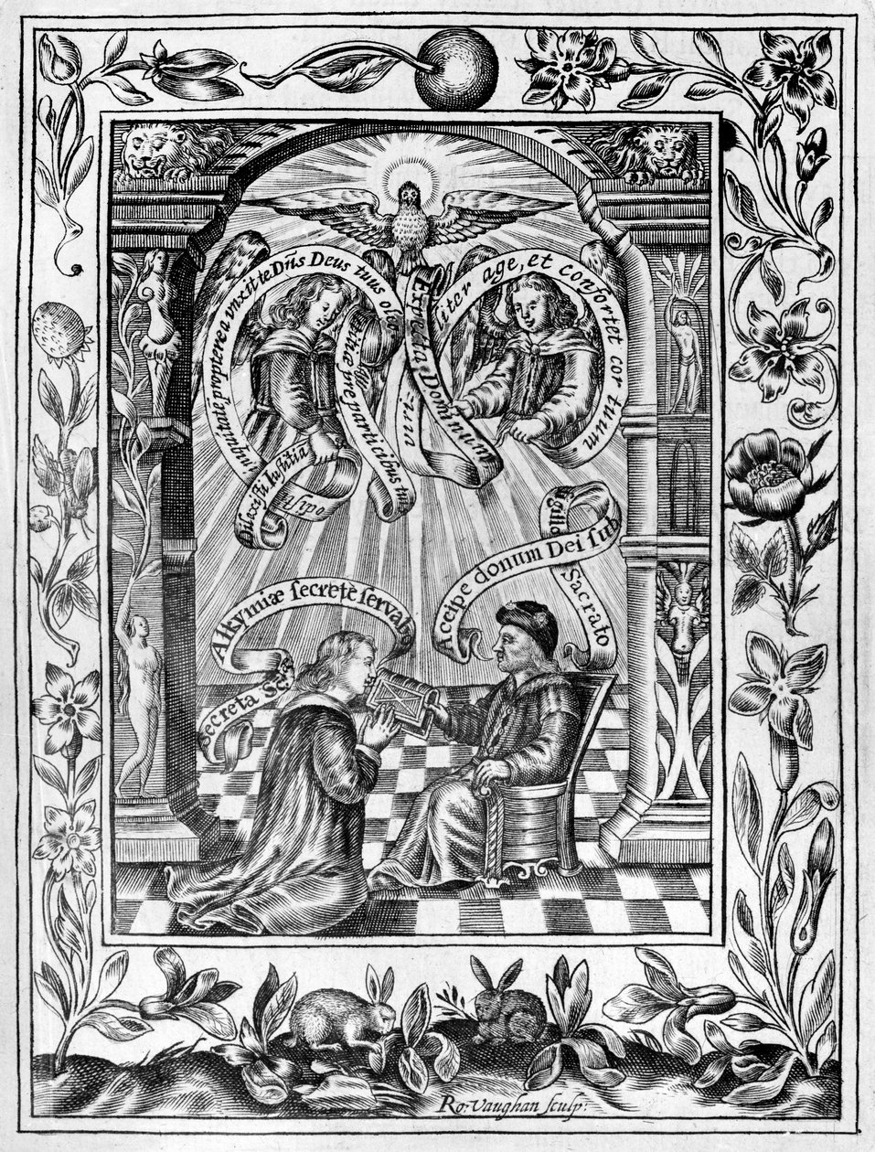 Thomas Norton presenterer sin Ordinall til Edward IV fra Theatrum Chemicum Britannicum, 1652 av Robert Vaughan