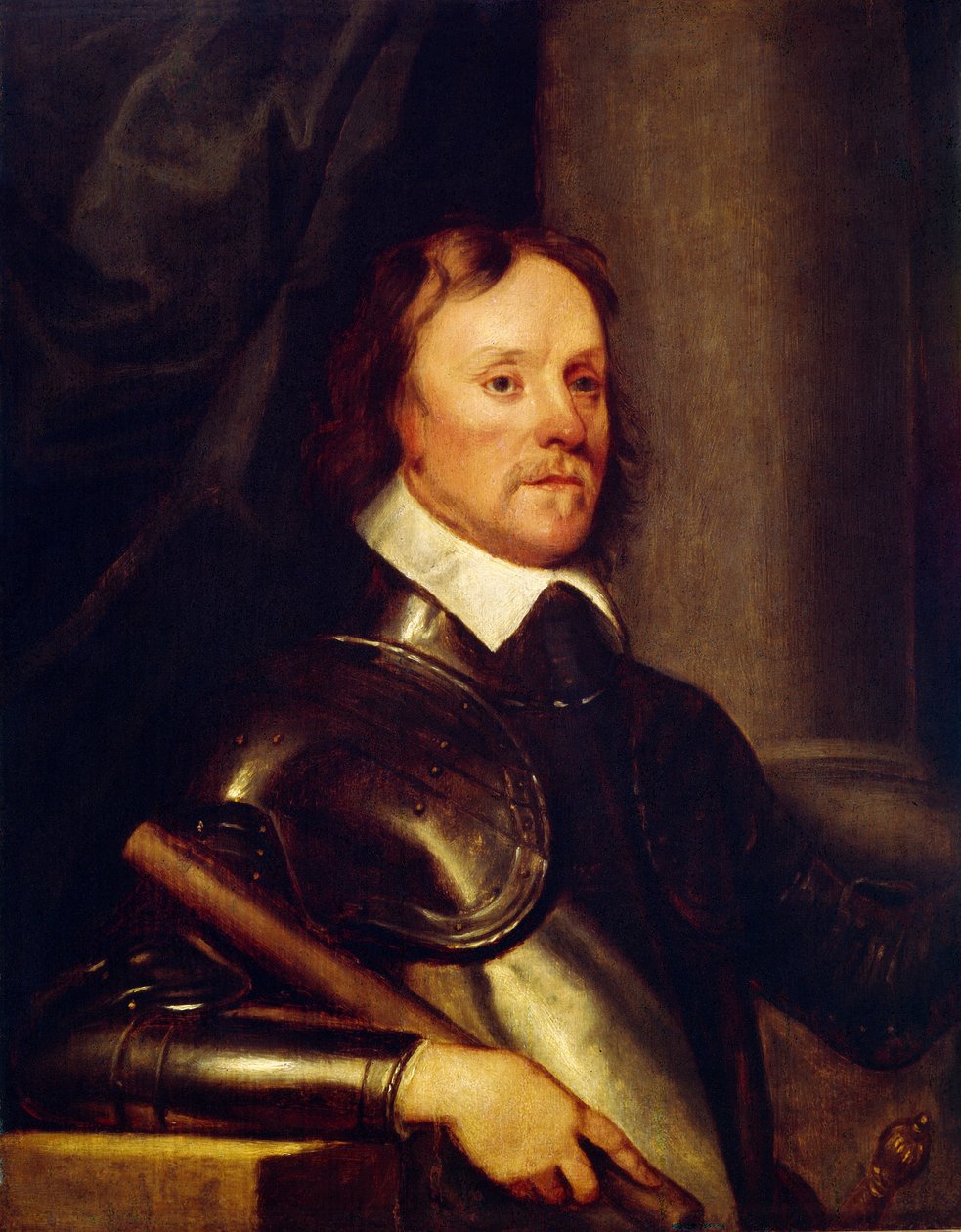 Portrett av Oliver Cromwell (1599-1658). Maleri av Robert Walker (1599-1658), olje på tre av Robert Walker