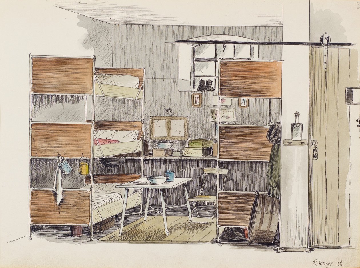 The Artists Horse Box, 2.5., 1915 (penn og blekk med wc på papir) av Robert Walker