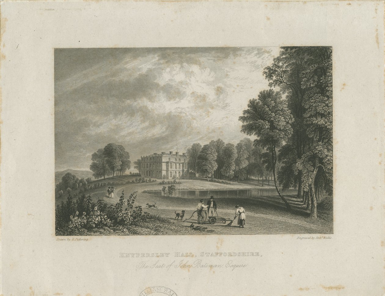 Biddulph - Knypersley Hall [ny]: stålgravering, og [? 1800-tallet] av Robert Wallis