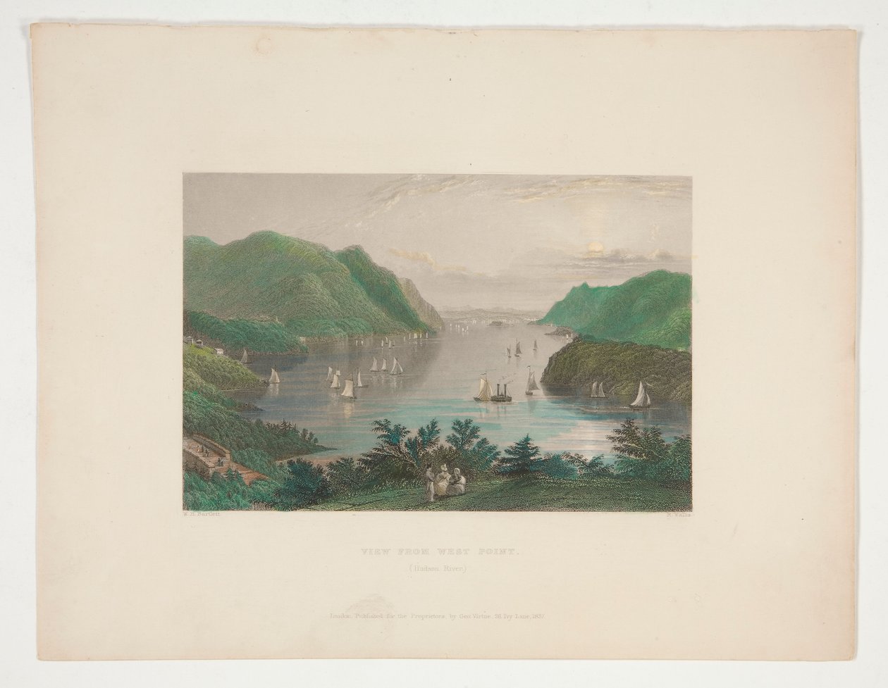 Utsikt fra West Point (Hudson River), illustrasjon for Nathaniel Parker Willis av Robert Wallis