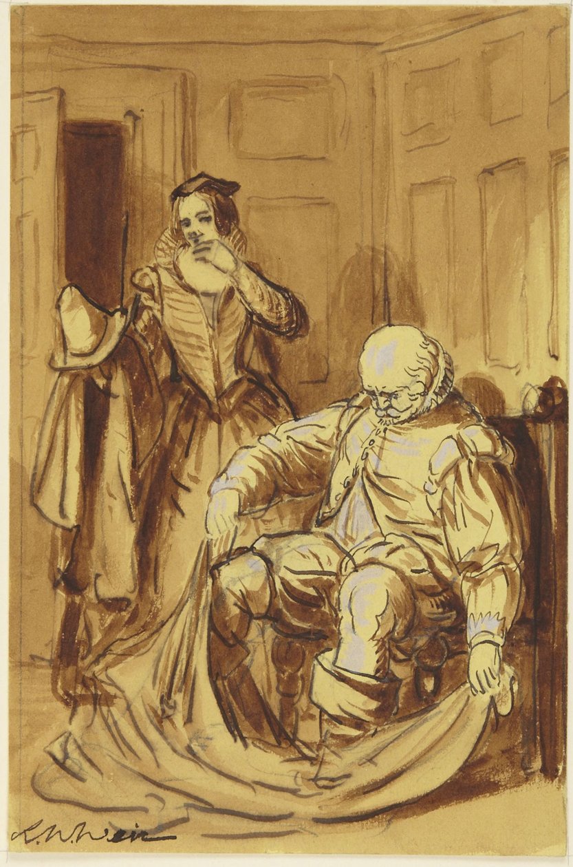 Falstaff und Frau Ford (Szene aus Die lustigen Weiber von Windsor, 4.2) av Robert Walter Weir