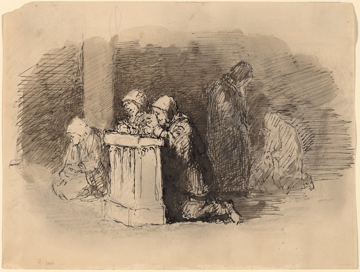 Bønnefigurer i en kirke, Firenze av Robert Walter Weir