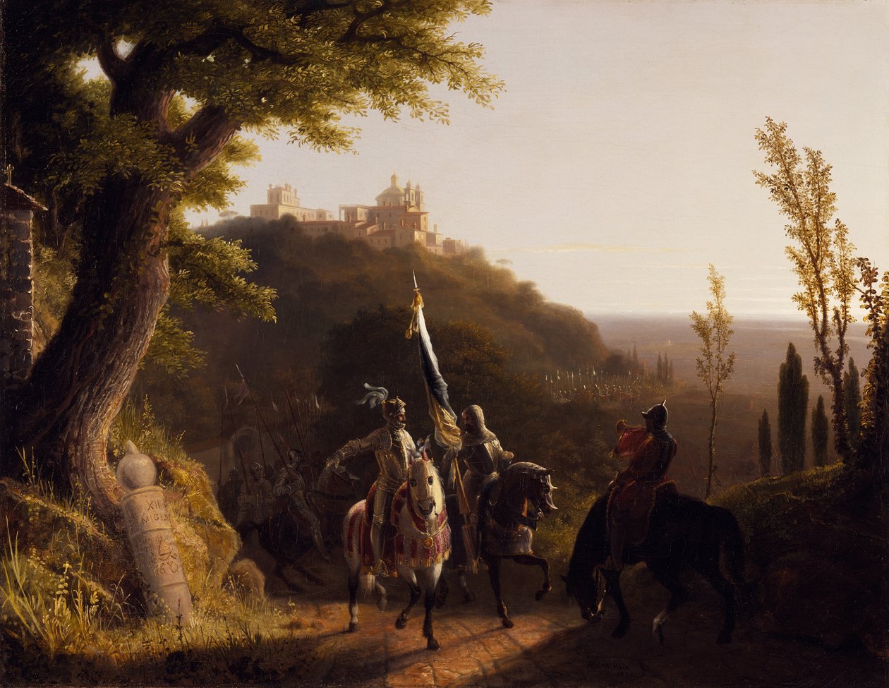 Hertugen av Bourbons stopp ved La Riccia på hans marsj mot angrepet på Roma, 3. mai 1527 av Robert Walter Weir