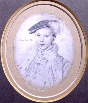 Portrett av Edward VI (1537-53) 1683 (blyant på vellum) av Robert White