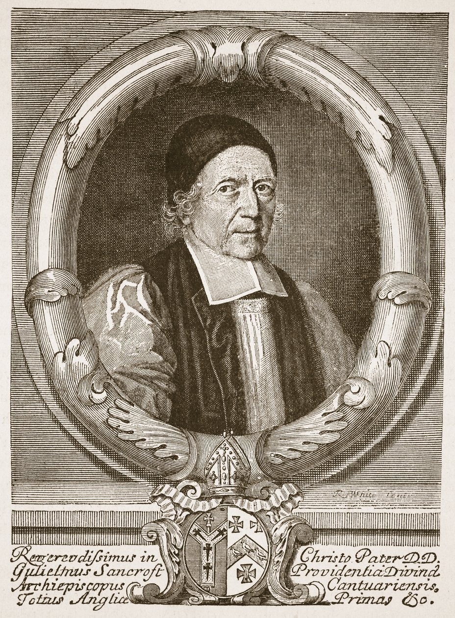William Sancroft, erkebiskop av Canterbury, illustrasjon fra 