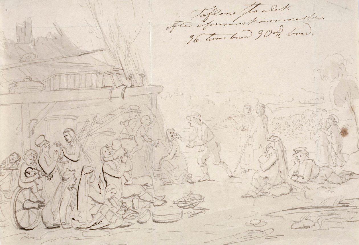 Scene på gårdsplassen til et vertshus på landet av Robert Wilhelm Ekman