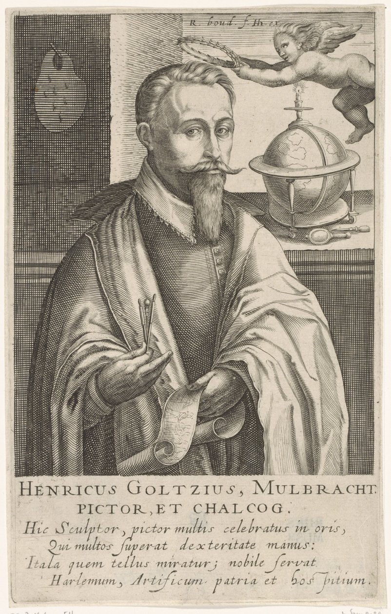 Portrett av Hendrik Goltzius, ca. 1610 (gravering) av Robert Willemsz de Baudous